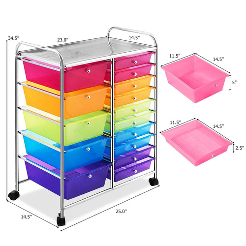 15 Drawer Rolling Storage Cart with Wheels G70175