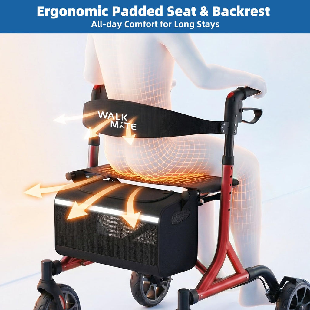 Lightweight Foldable Rollator Walker with Seat K3124