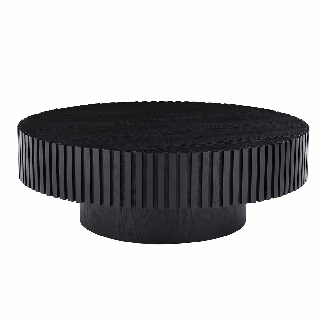 Matt Black Round Nesting Wood Coffee Table L2213