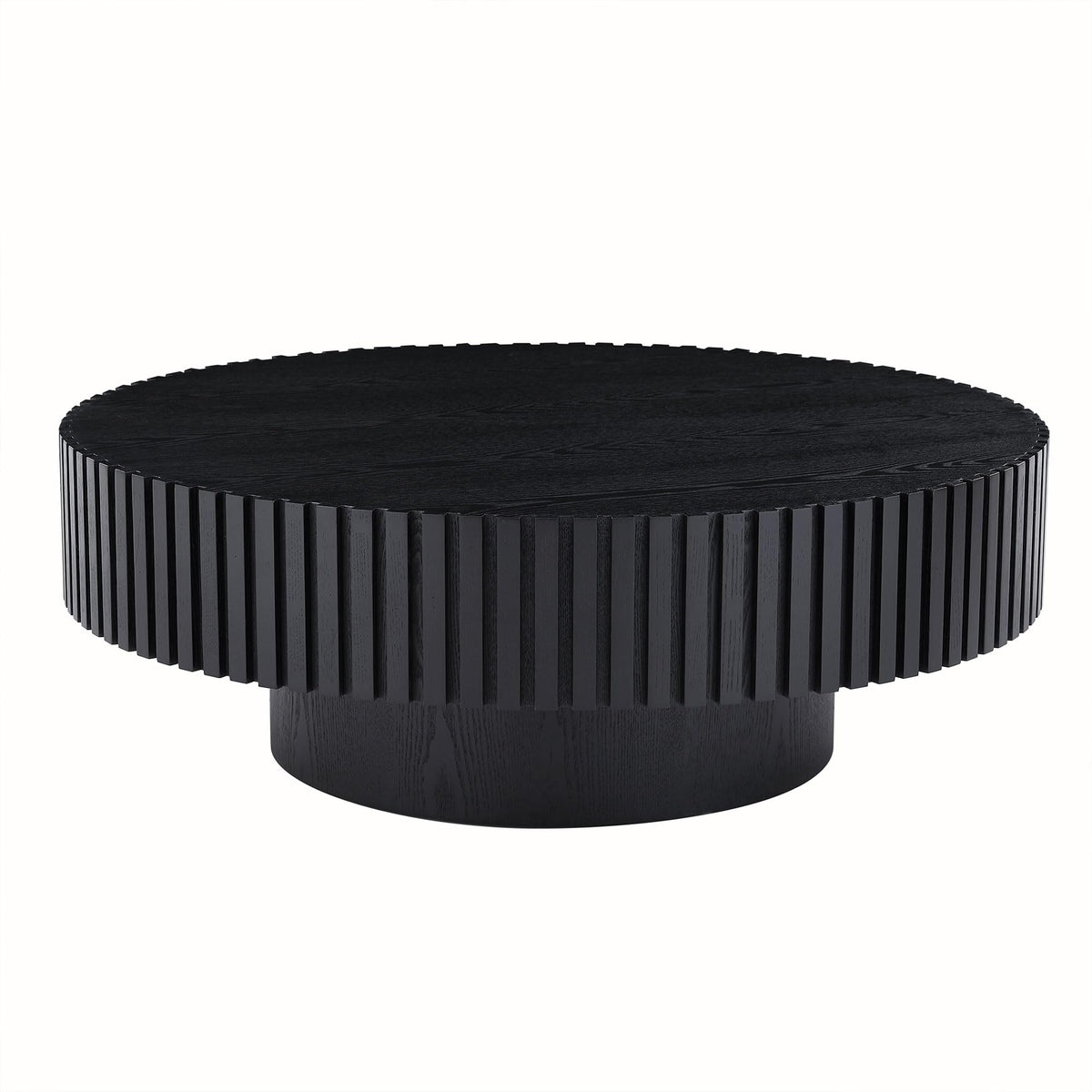 Matt Black Round Nesting Wood Coffee Table L2213