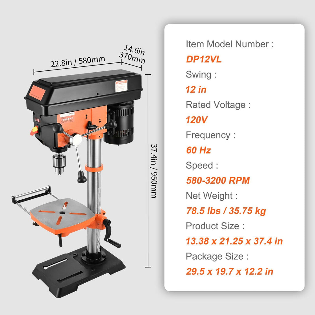 12in Benchtop Drill Press S102