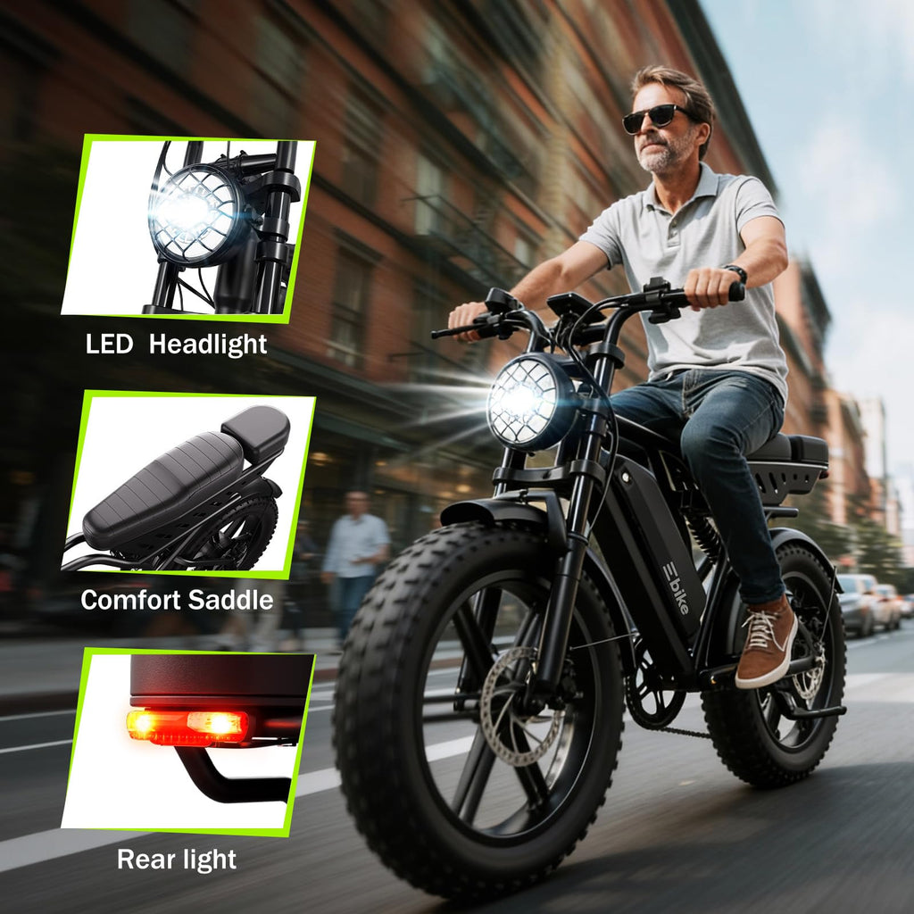 Electric Bike 48V 15Ah Battery 1500W Peak Motor 20 * 4.0 Fat Tire H1405