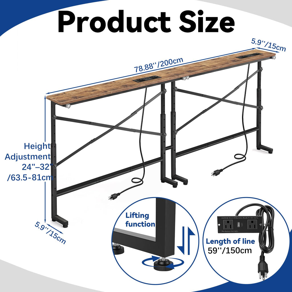 78.8 Inch Narrow Console Table with 2 AC Outlet Q31734