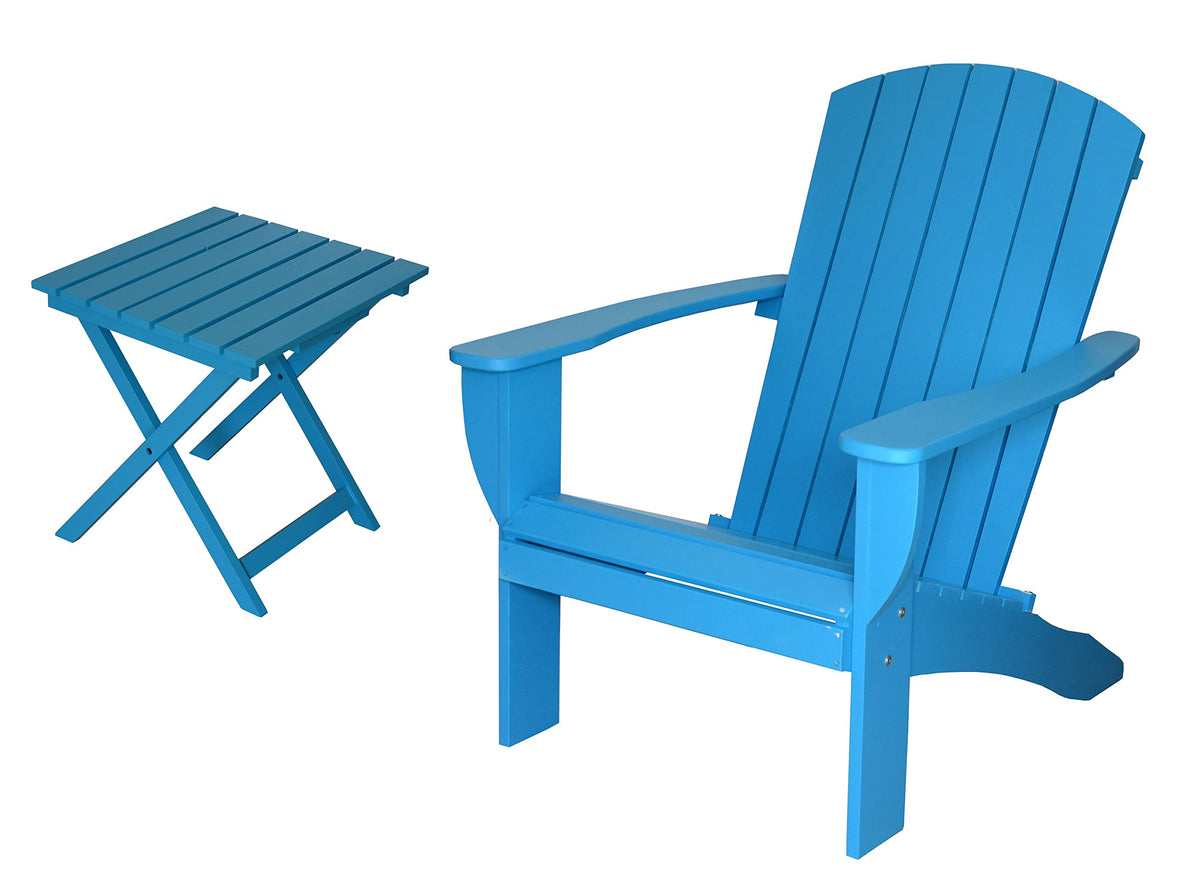Teal Solid Cedar Adirondack Chair with Folding Table G97195