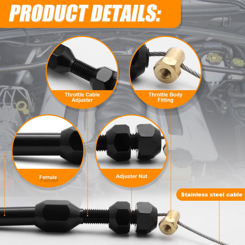 36-Inch LS Throttle Cable Stainless Steel Braided Y747