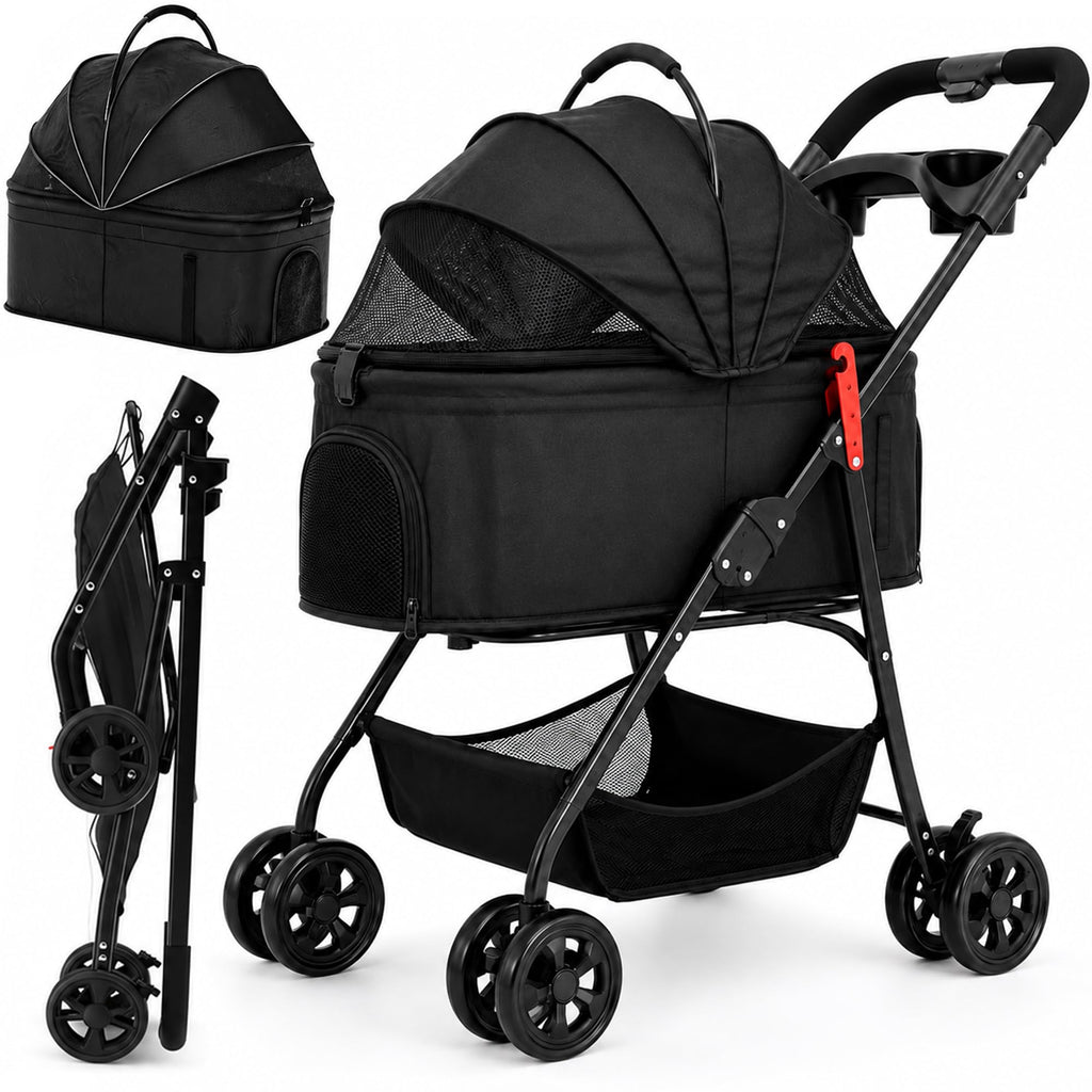 Foldable Pet Stroller with Cup Holder W35323