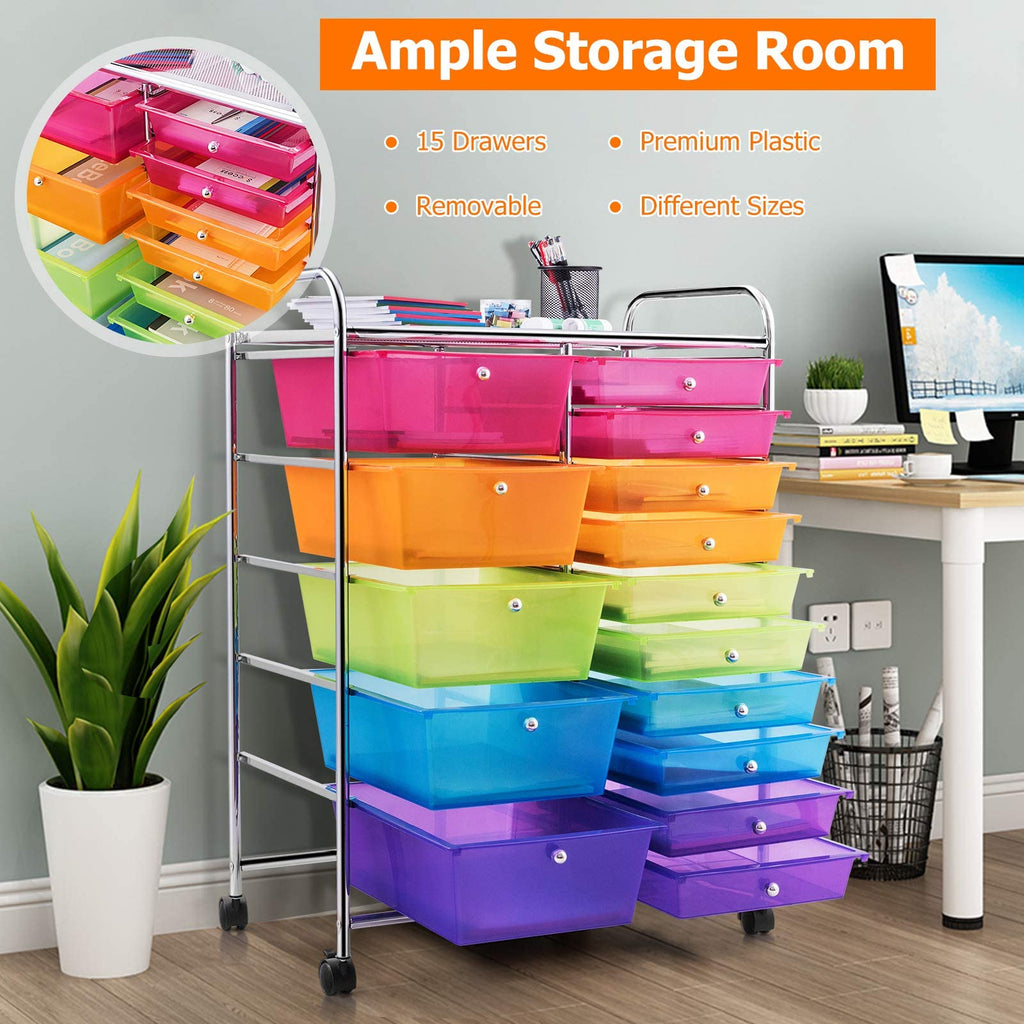 15 Drawer Rolling Storage Cart with Wheels G70175