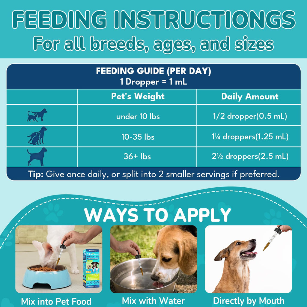 Natural Flea & Tick Prevention Bundle for Cats & Dogs, 200 Chews + Herbal Drops S374