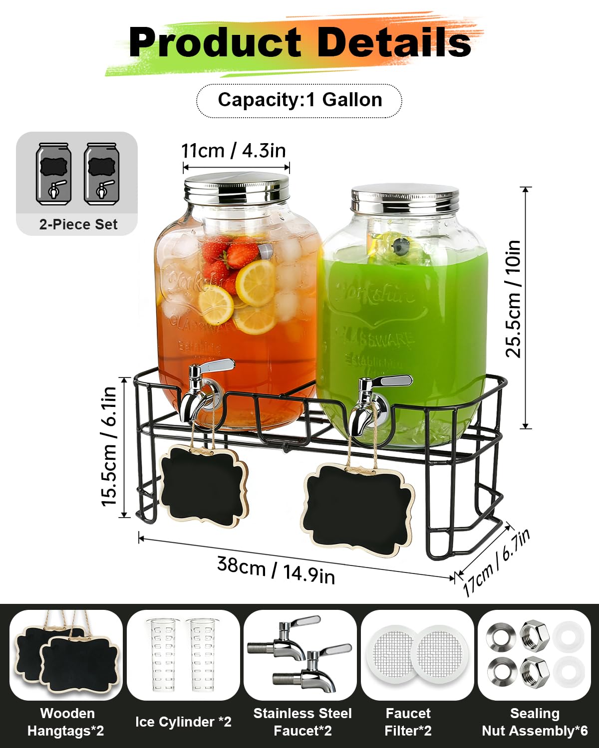 Glass Drink Dispenser with Stand X285331