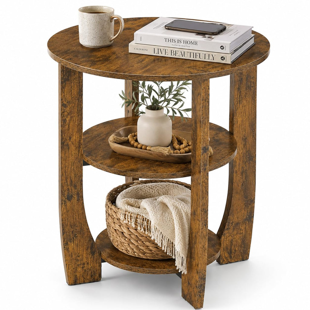 Rustic Brown 19.7 inch Round Side Table C812