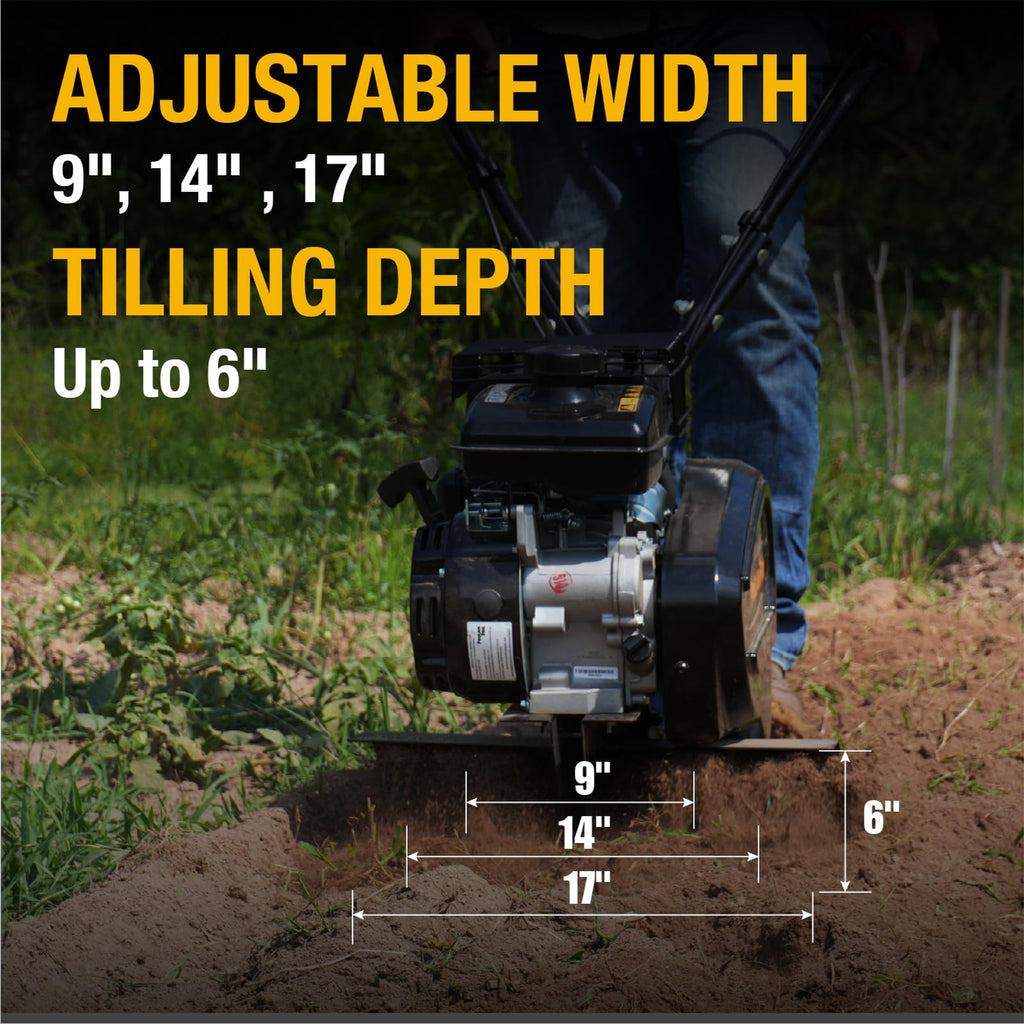 2 in 1 Gas Tiller Cultivator with 79 cc Engine and Adjustable Tilling Width U9227
