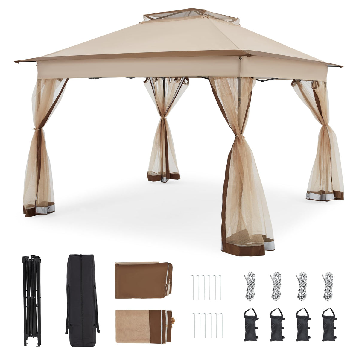 11x11 Pop Up Gazebo with Mosquito Netting D854977