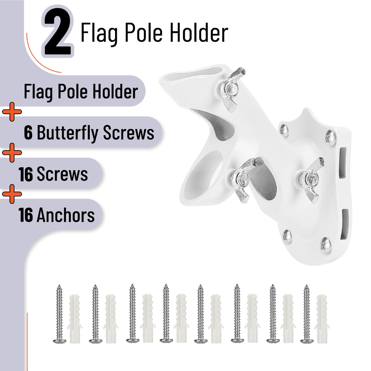 White Adjustable Flag Pole Holder 2 Pack O803980