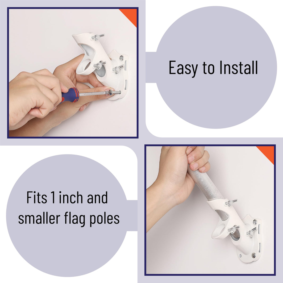 White Adjustable Flag Pole Holder 2 Pack O803980