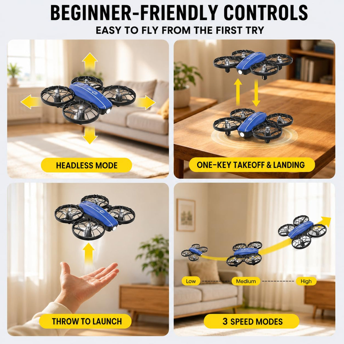 Mini Drone 2-Player Indoor RC Quadcopter Set with 4 Batteries T627