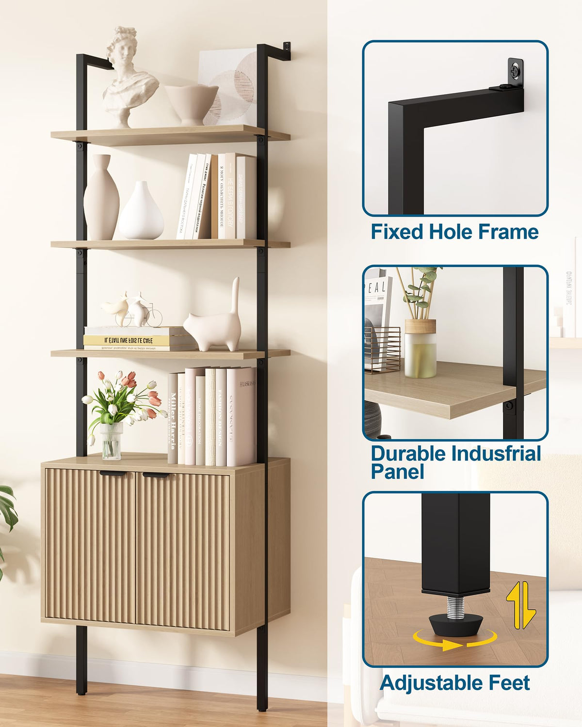 73" Tall Bookshelf with Cabinet L4569