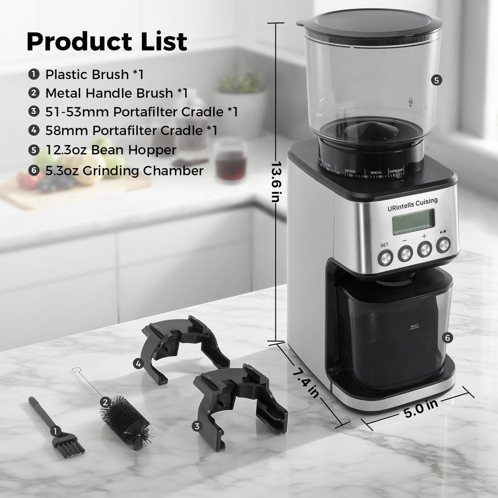 Silver Conical Burr Coffee Grinder Y60575