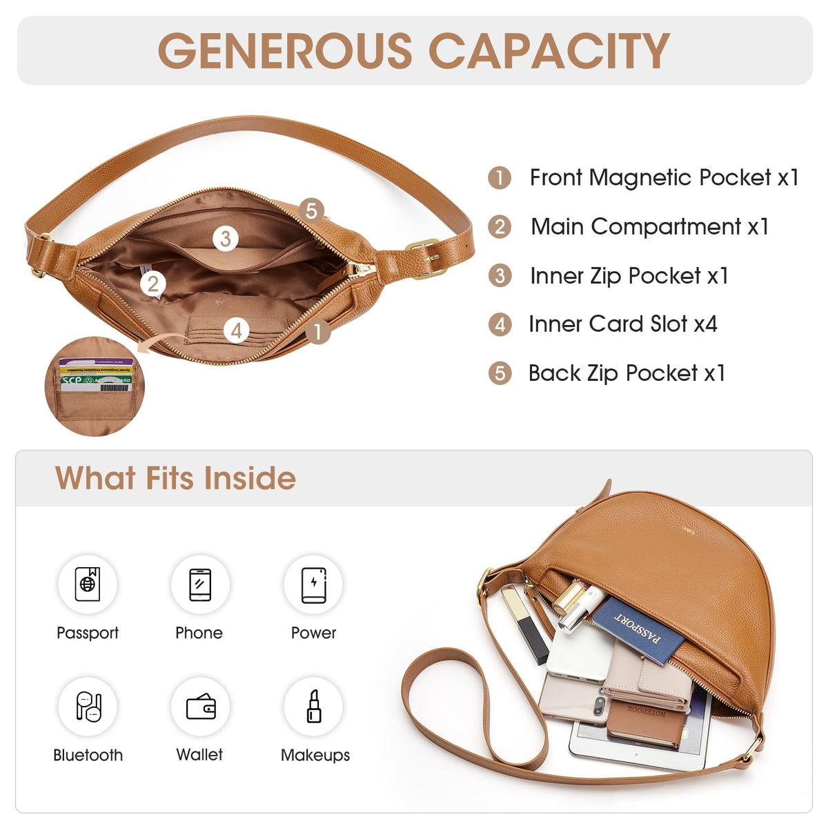 Leather Crossbody Purse with Adjustable Strap M622929