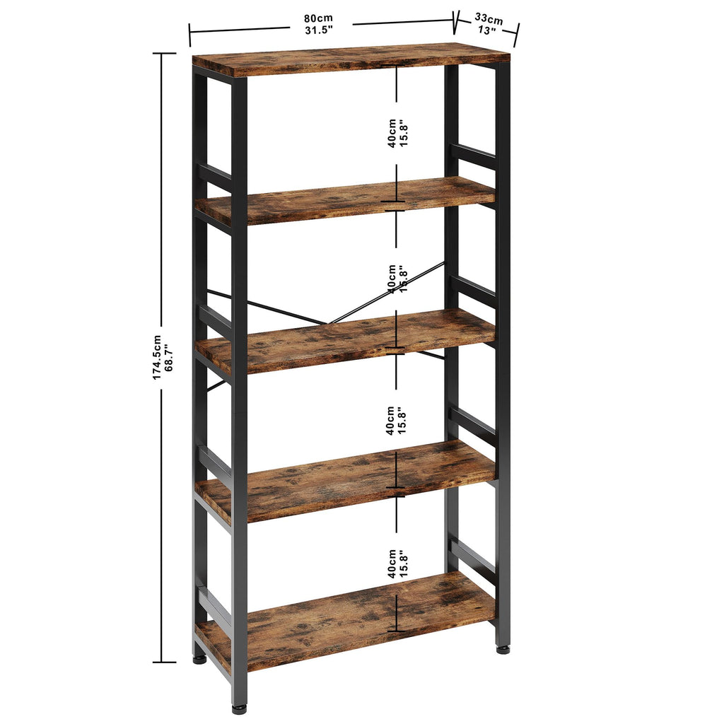 31.5" 5-Tier Industrial Bookshelf G149