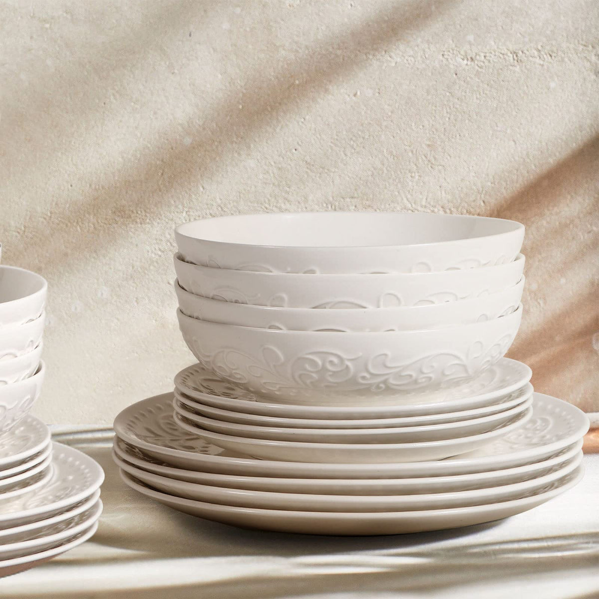 White Ceramic 32oz Pasta Bowls Set of 4 W4913