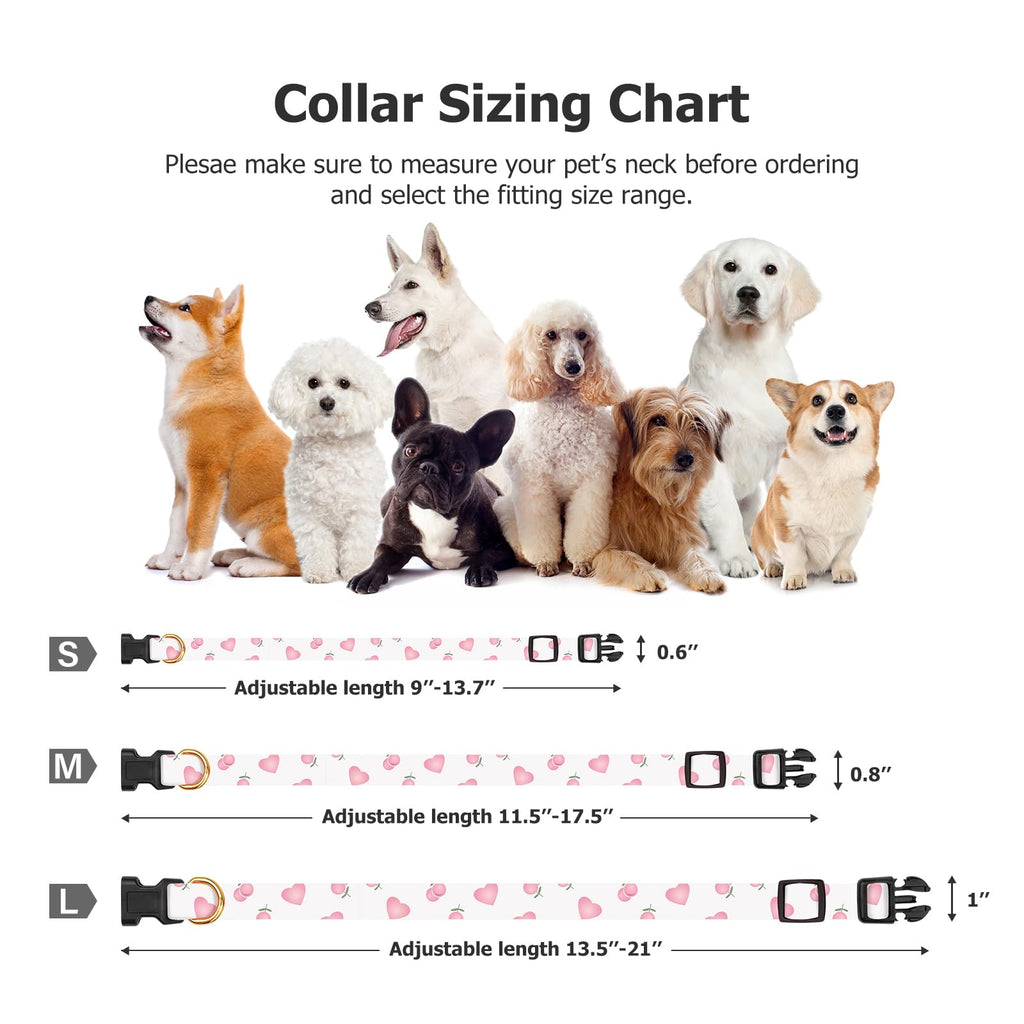 Cotton Dog Collar White and Pink Love Heart with Pendant S315