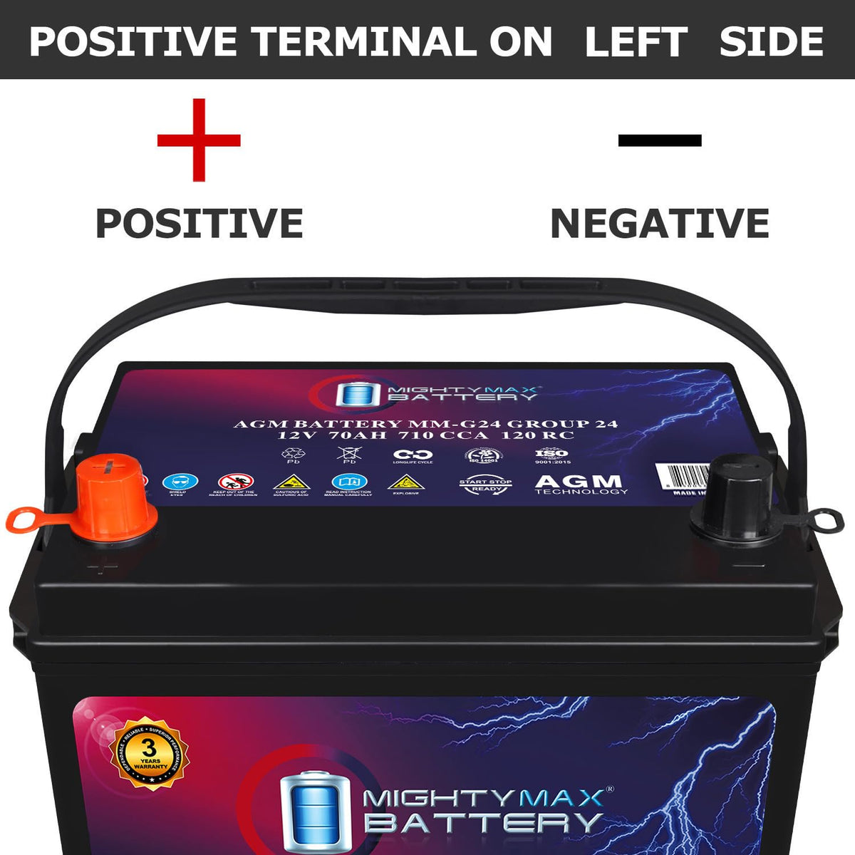12V 70Ah 710 CCA Group Size 24 Replacement Battery W89244