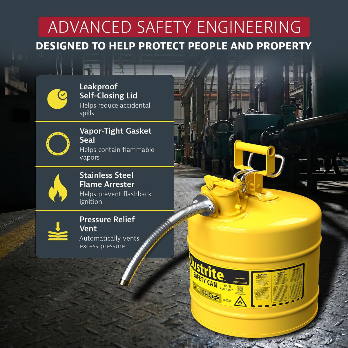 Yellow Galvanized Steel Diesel Fuel Can S8111