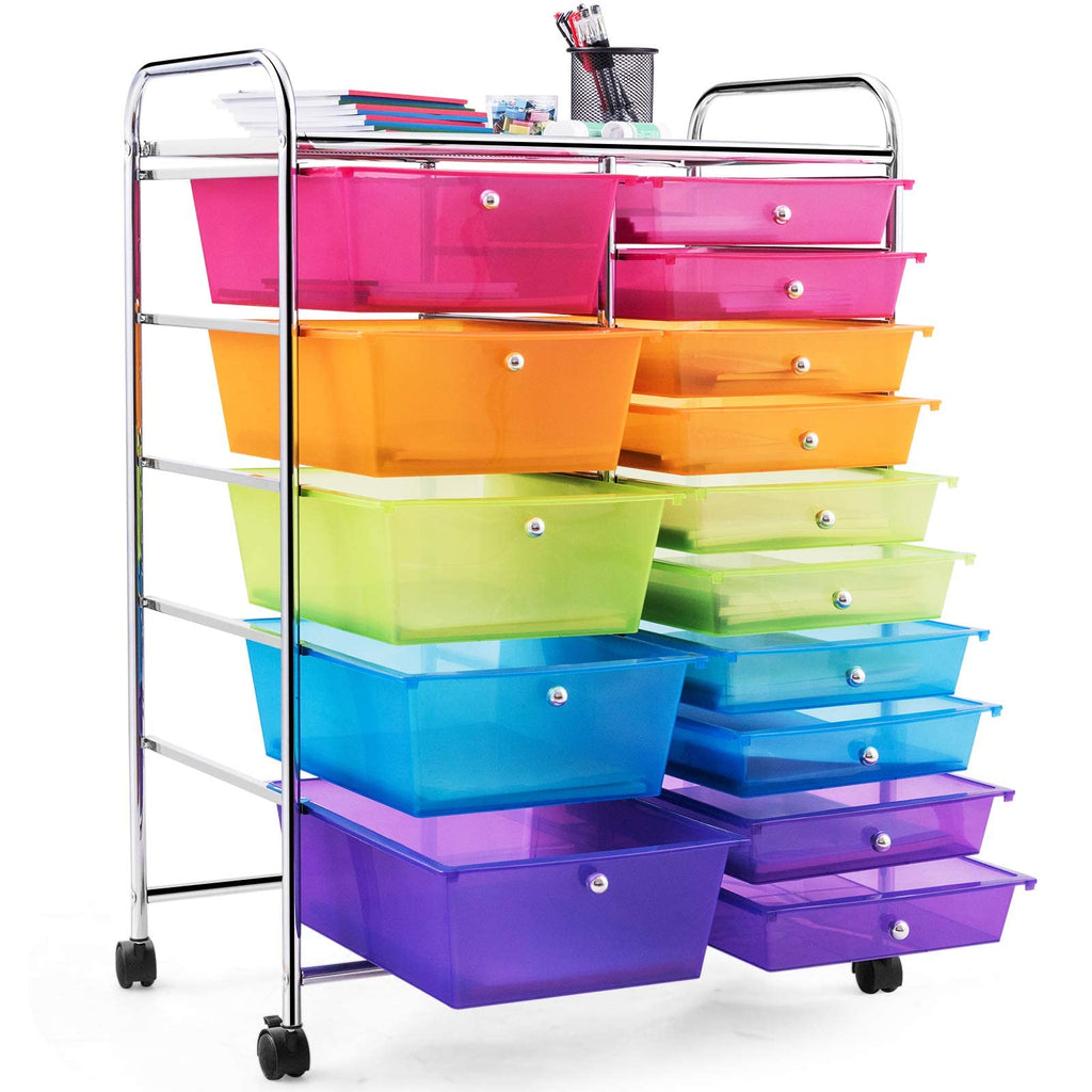 15 Drawer Rolling Storage Cart with Wheels G70175