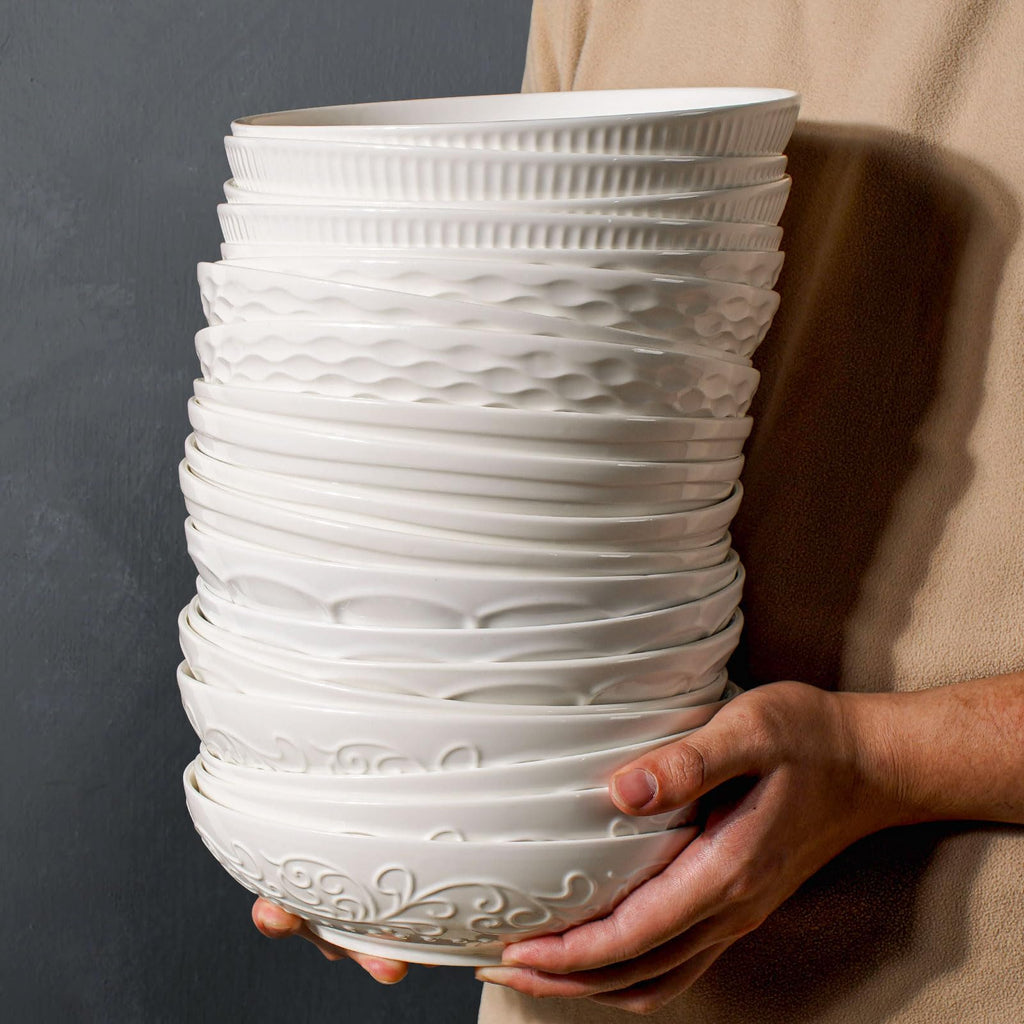 White Ceramic 32oz Pasta Bowls Set of 4 W4913