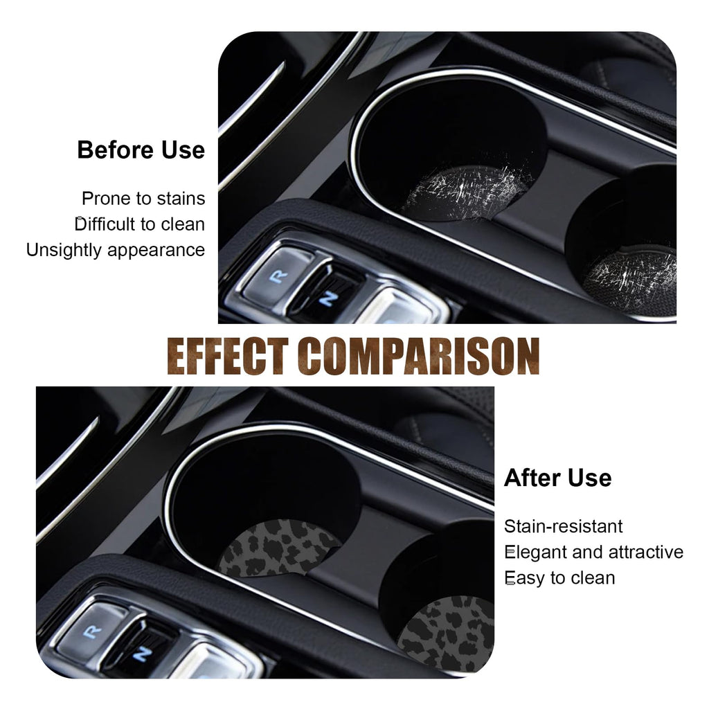 2 PCS Non-Slip Rubber Cheetah Print Car Cup Coasters K915