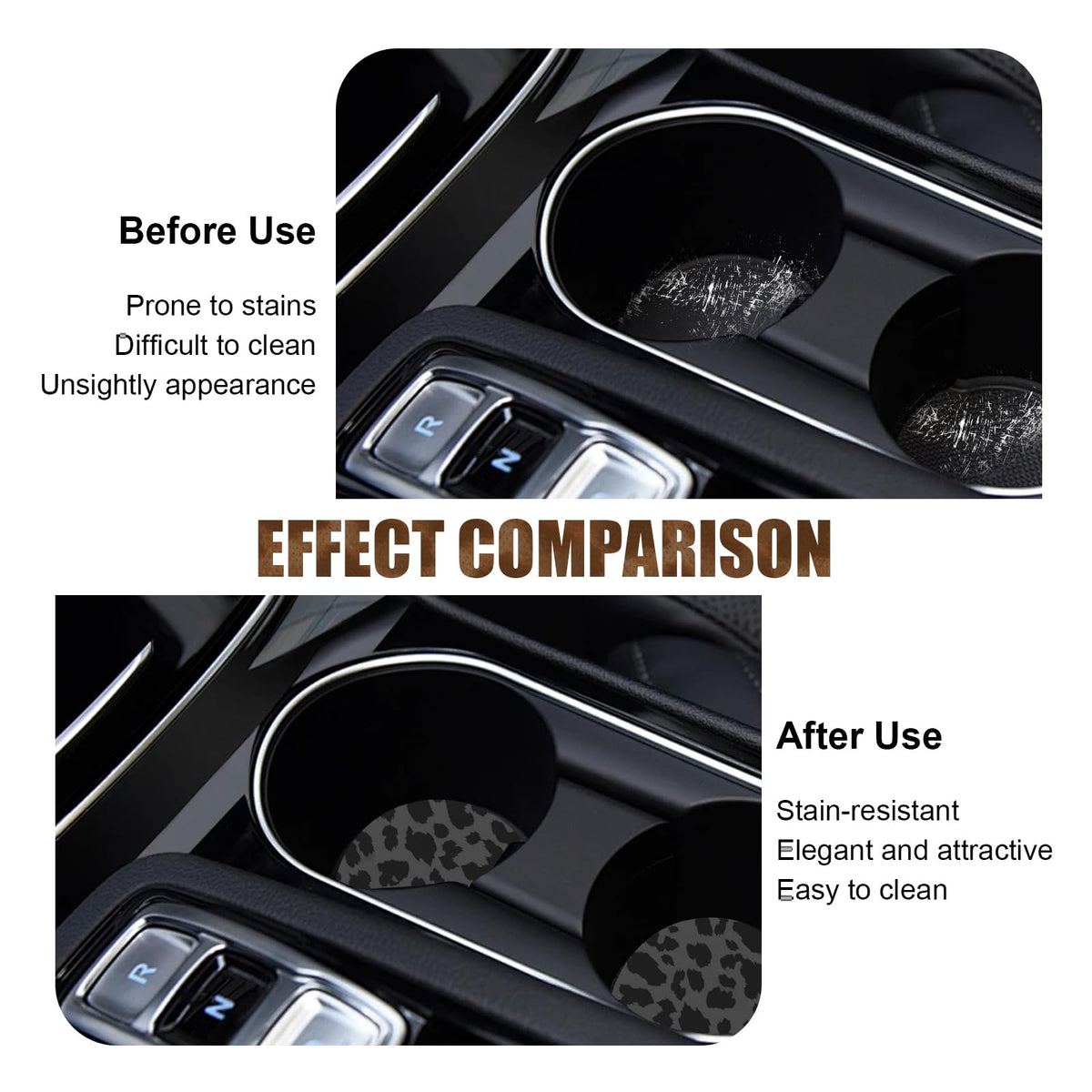 2 PCS Non-Slip Rubber Cheetah Print Car Cup Coasters K915