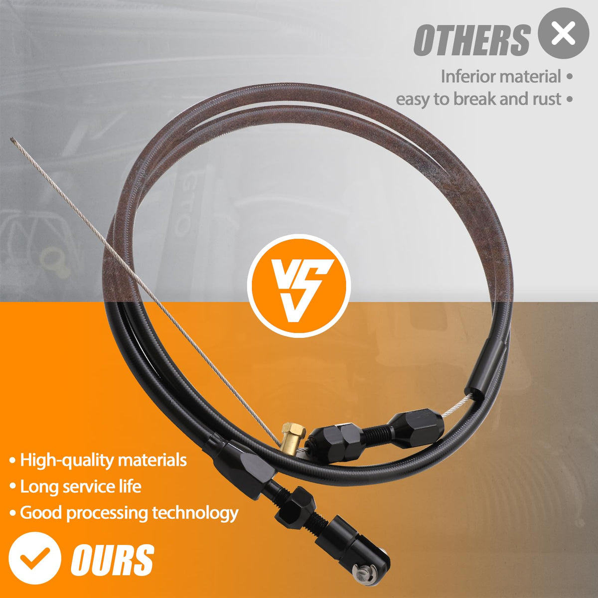 36-Inch LS Throttle Cable Stainless Steel Braided Y747