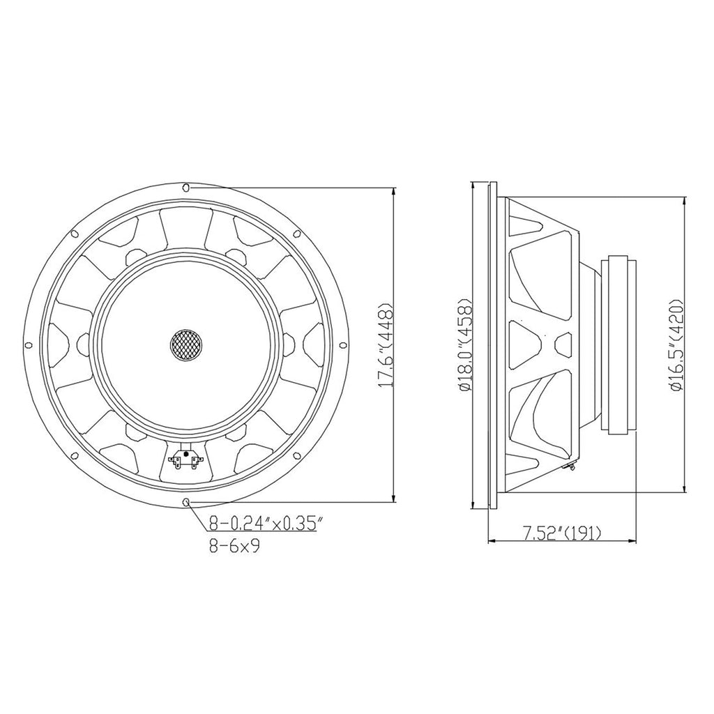 18” 800W Raw Woofer Speaker with 4" Voice Coil J589779