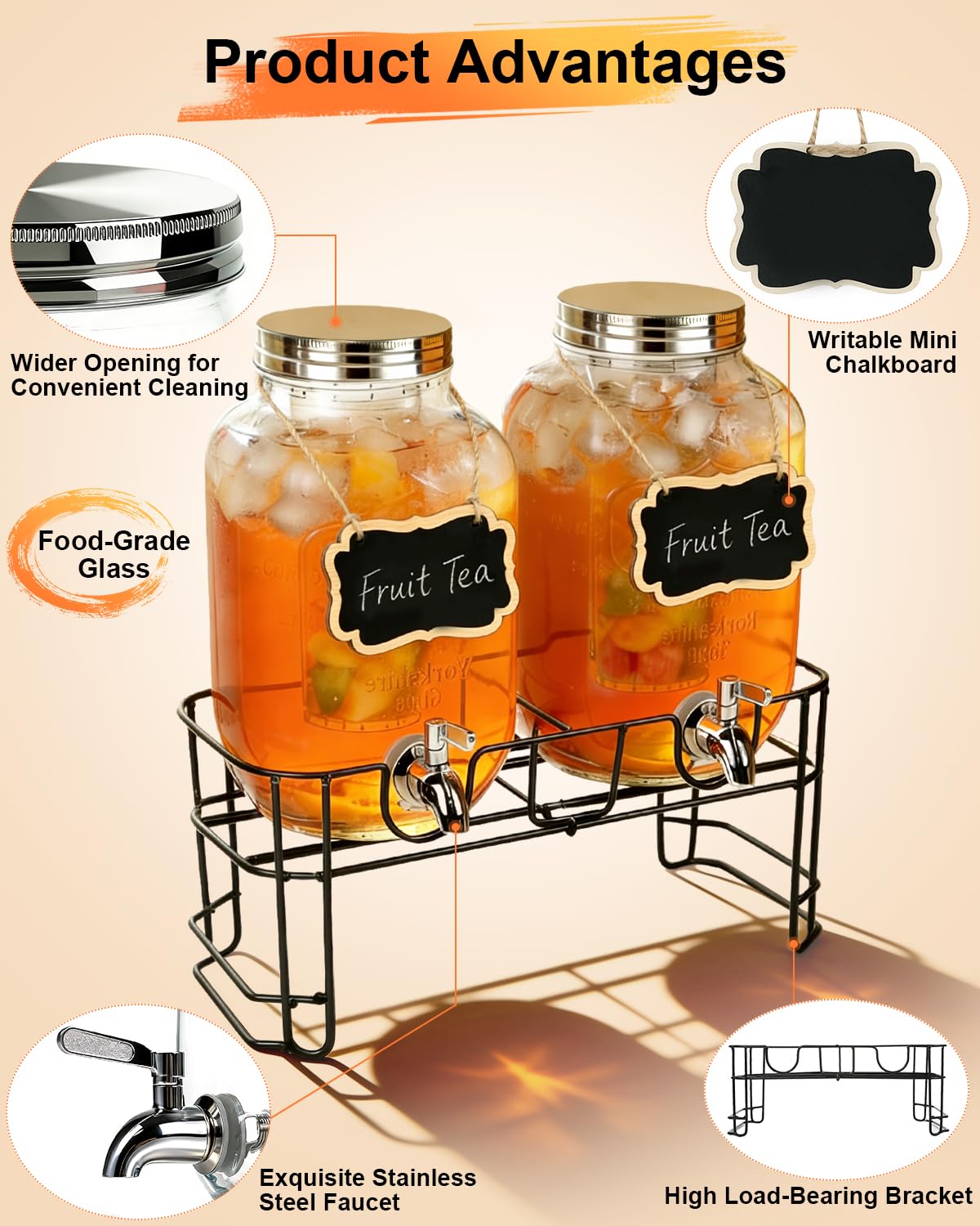 Glass Drink Dispenser with Stand X285331