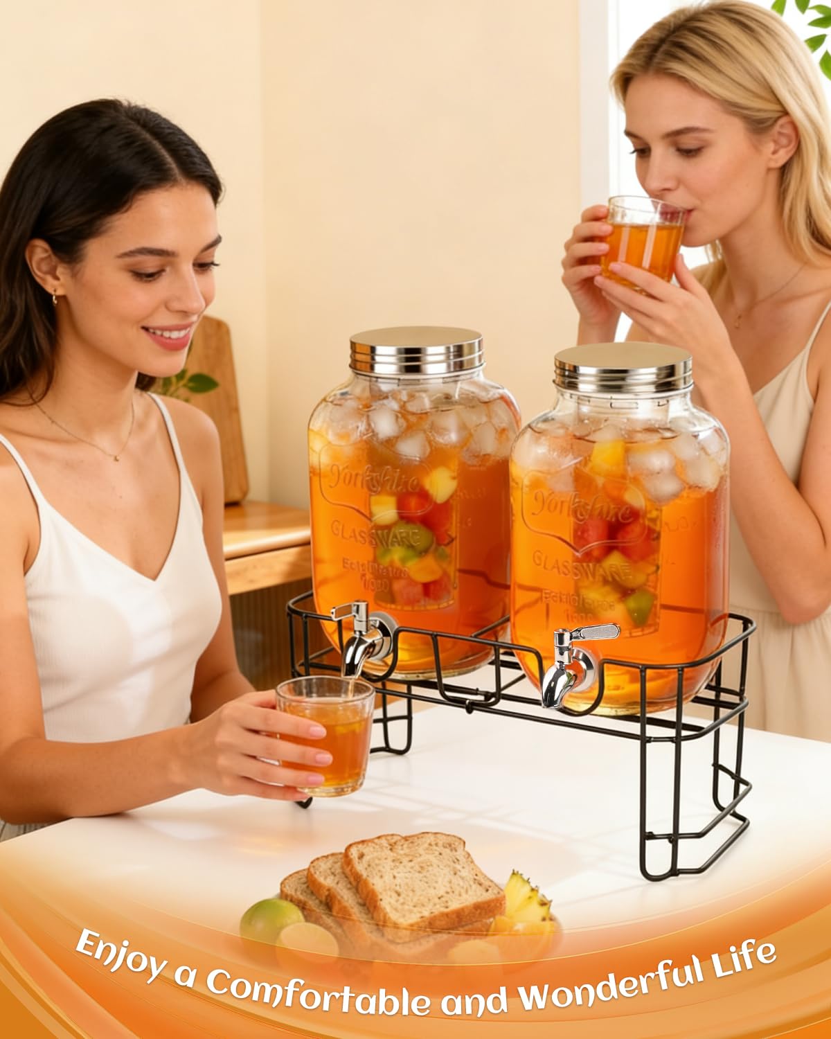 Glass Drink Dispenser with Stand X285331