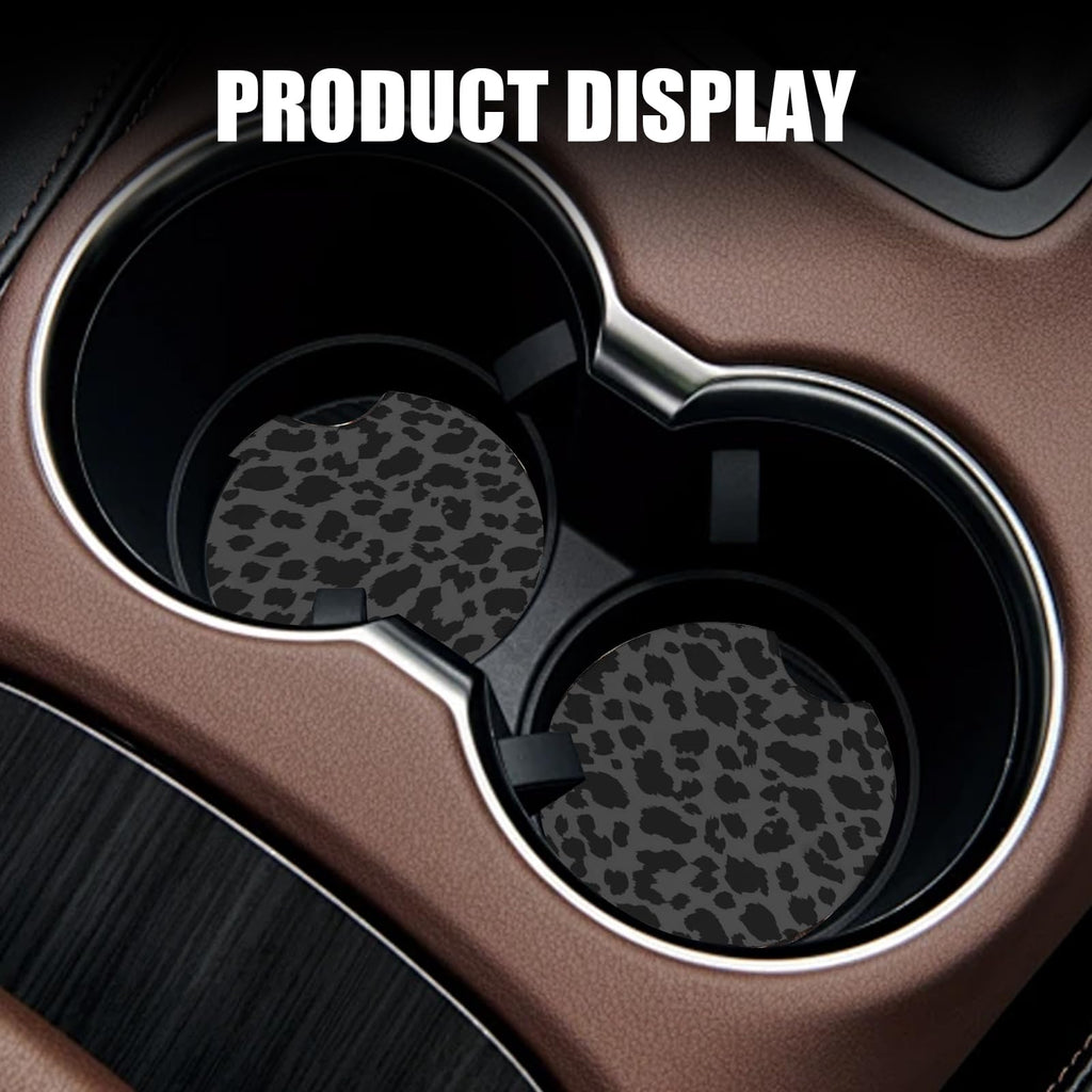 2 PCS Non-Slip Rubber Cheetah Print Car Cup Coasters K915