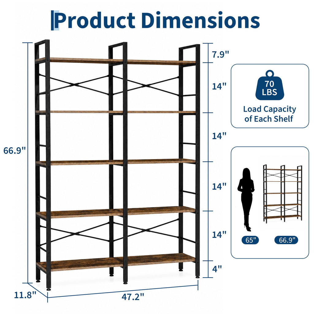 5 Tier Bookshelf with 10 Open Shelves K49987