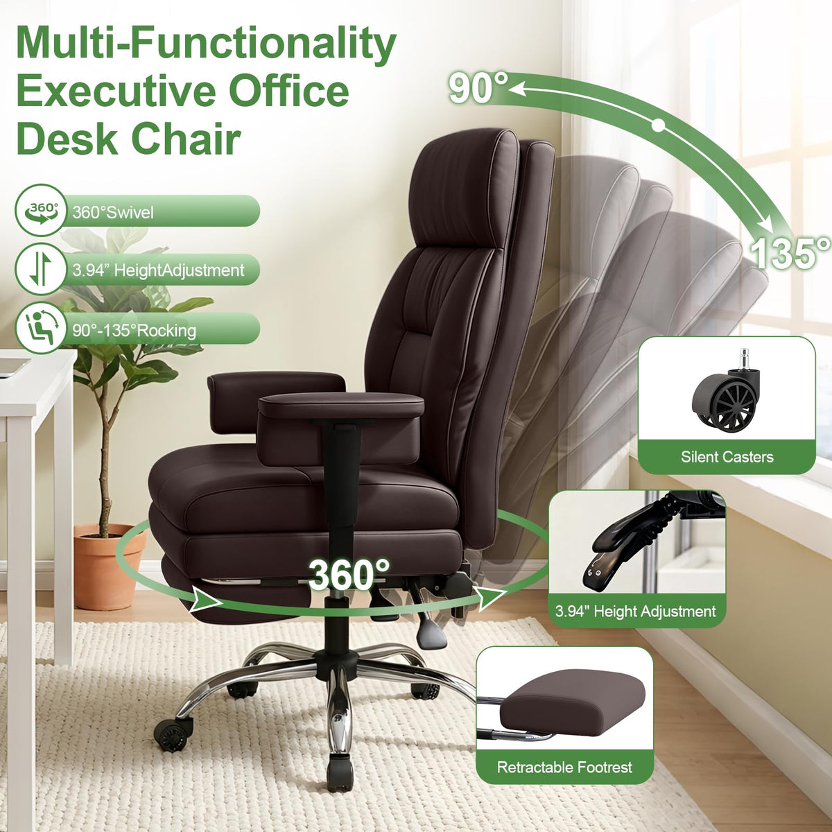 Brown Ergonomic Office Chair T395167