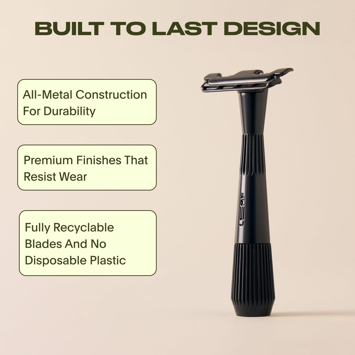 Black All-Metal Single Blade Razor V1924