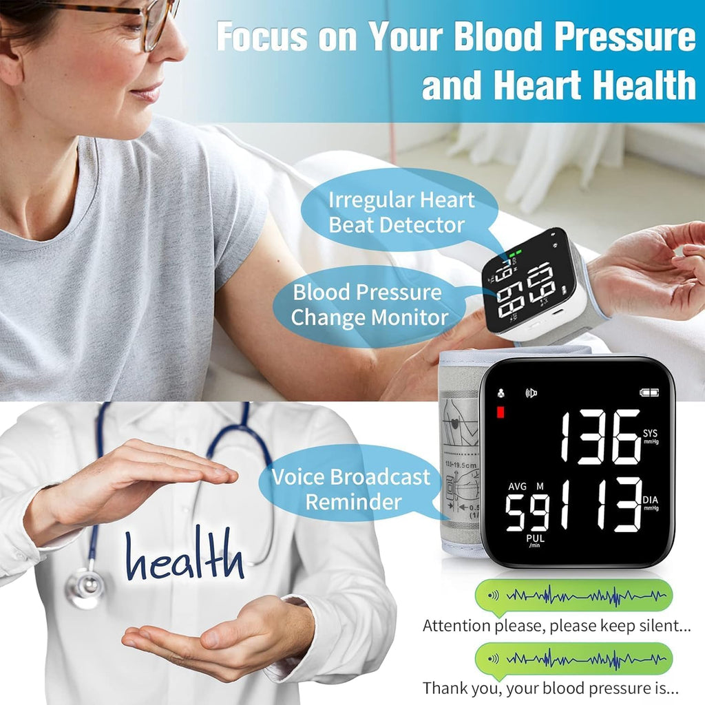Wrist Blood Pressure Monitor with 90X2 Readings Memory D935184