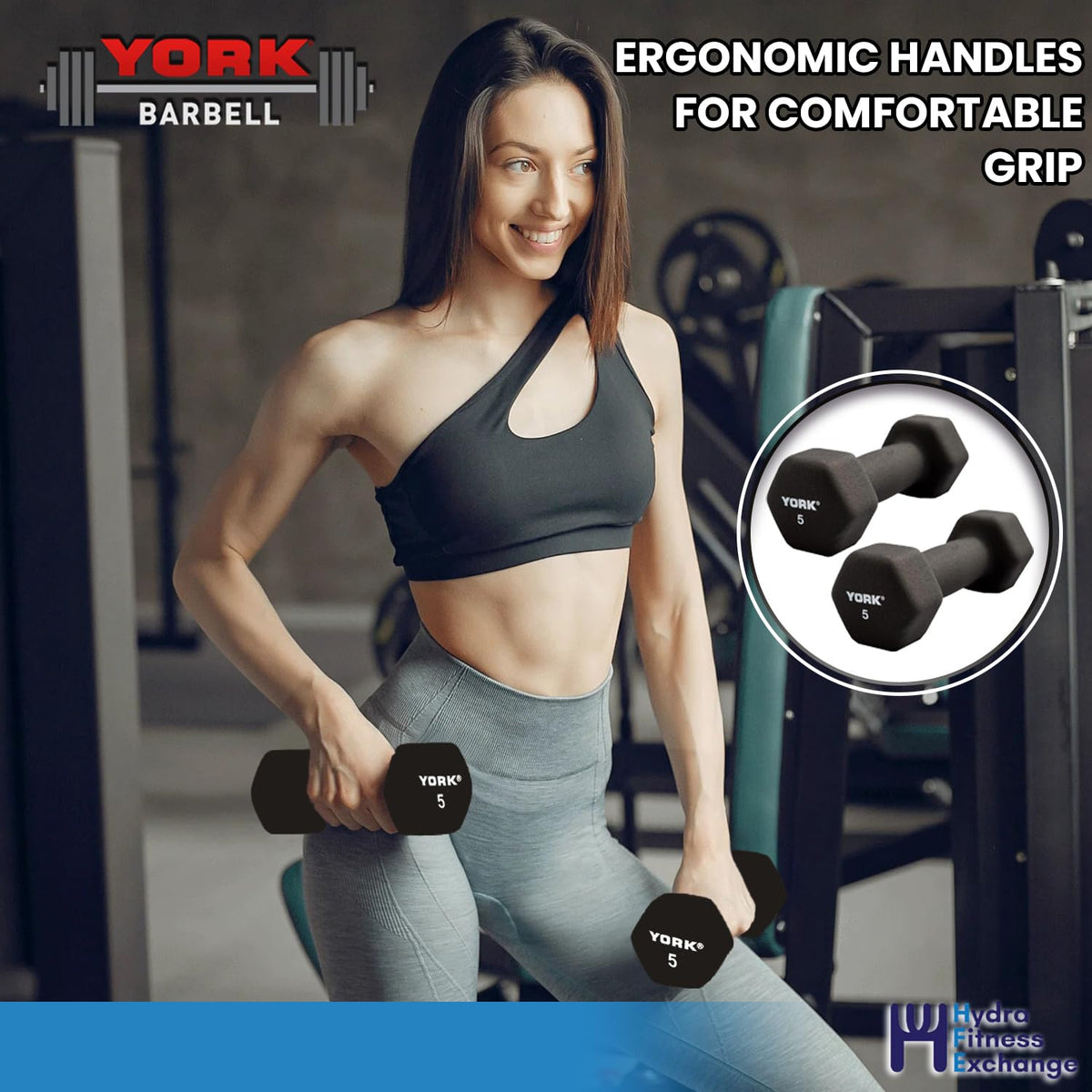 Neoprene Hexagon Dumbbells with Cast Ergo Handle, 10lb Pack of 4 U457