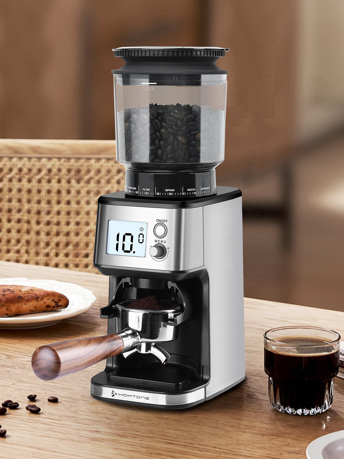 Conical Burr Espresso Coffee Grinder 51mm Stepless Electric E463263