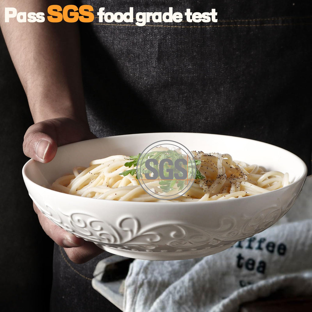 White Ceramic 32oz Pasta Bowls Set of 4 W4913