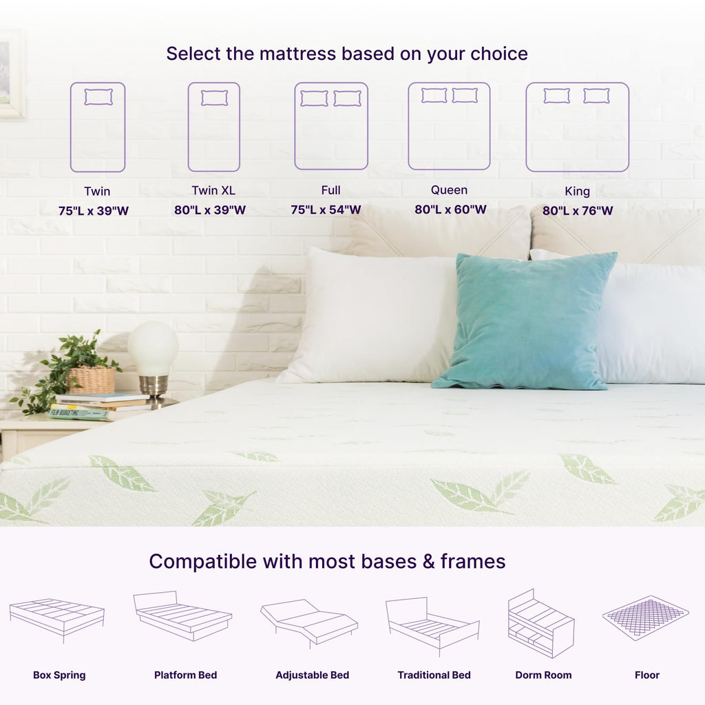 Twin Size 6 Inch Green Tea Memory Foam Mattress N968261