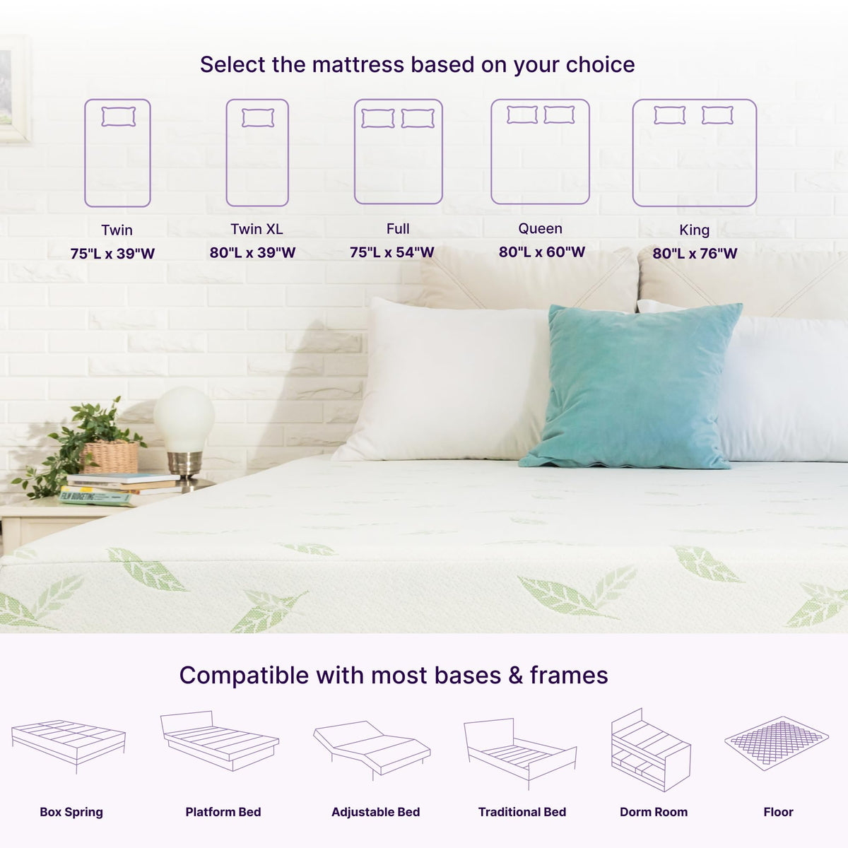 Twin Size 6 Inch Green Tea Memory Foam Mattress N968261