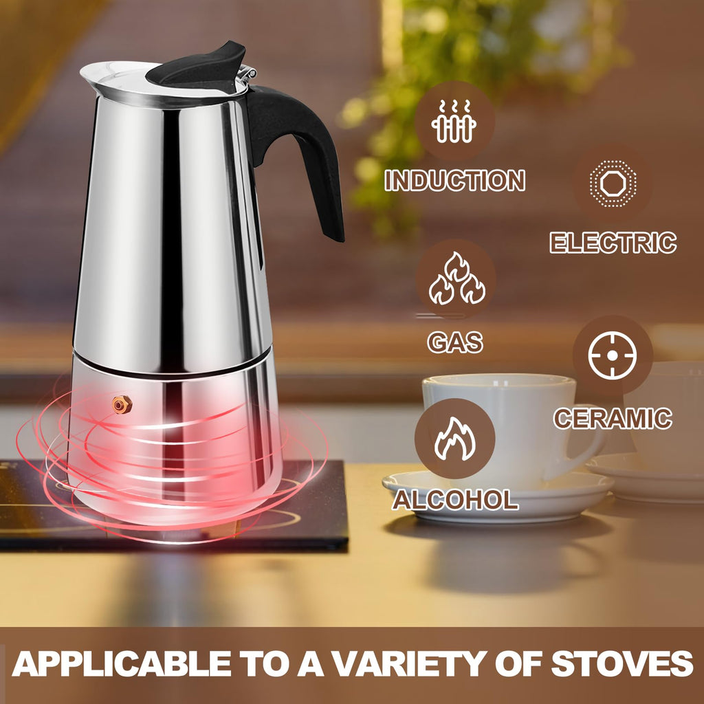 12 Cup Stainless Steel Stovetop Espresso Moka Pot 600ml D33190