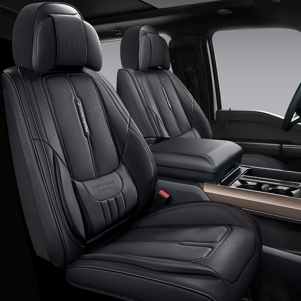 Black Leather 5-Seats Car Seat Covers B17358