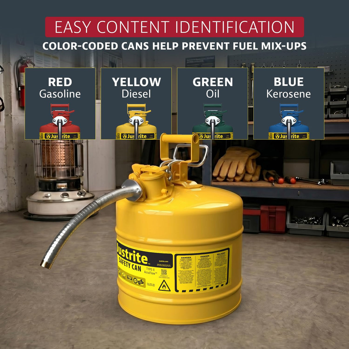 Yellow Galvanized Steel Diesel Fuel Can S8111