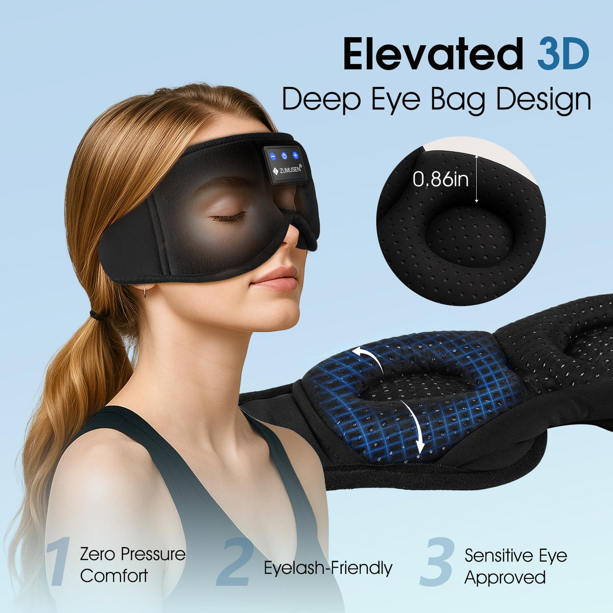 Bluetooth Sleep Headphones 3D Wireless Music Eye Mask O593613