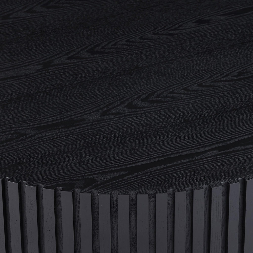 Matt Black Round Nesting Wood Coffee Table L2213
